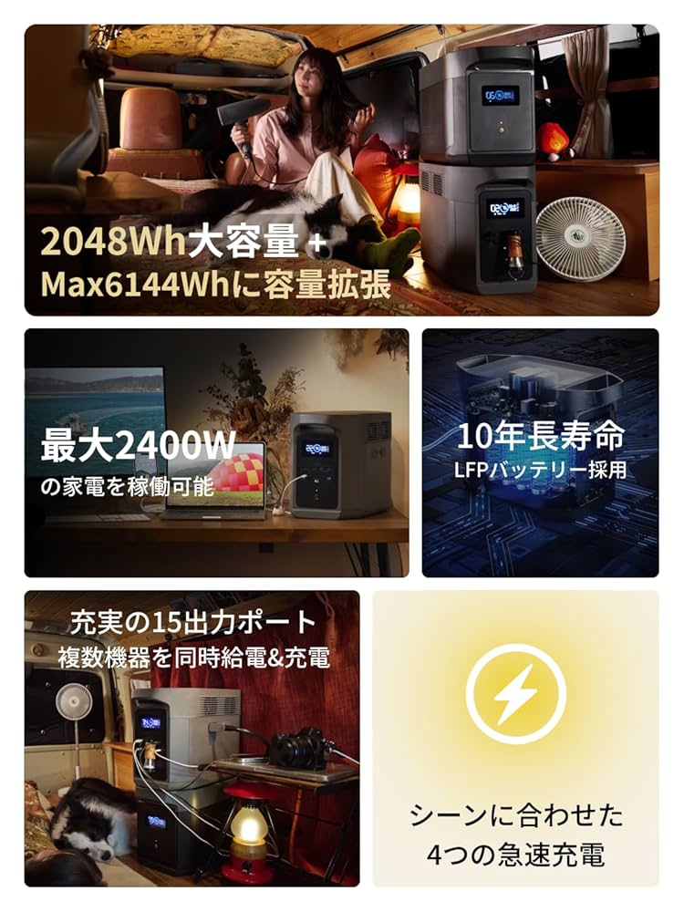 しー　DELTA 2 Max 2048Wh大容量 リン酸鉄 10年使える長 Amazon.co.jp: EcoFlow ポータブル電源 DELTA 2 Max 2048Wh 大